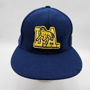 L.A. Wildcats Negro Leagues Baseball Hat Wool Fitted Cap Size 7-5/8 Blue Yellow‎